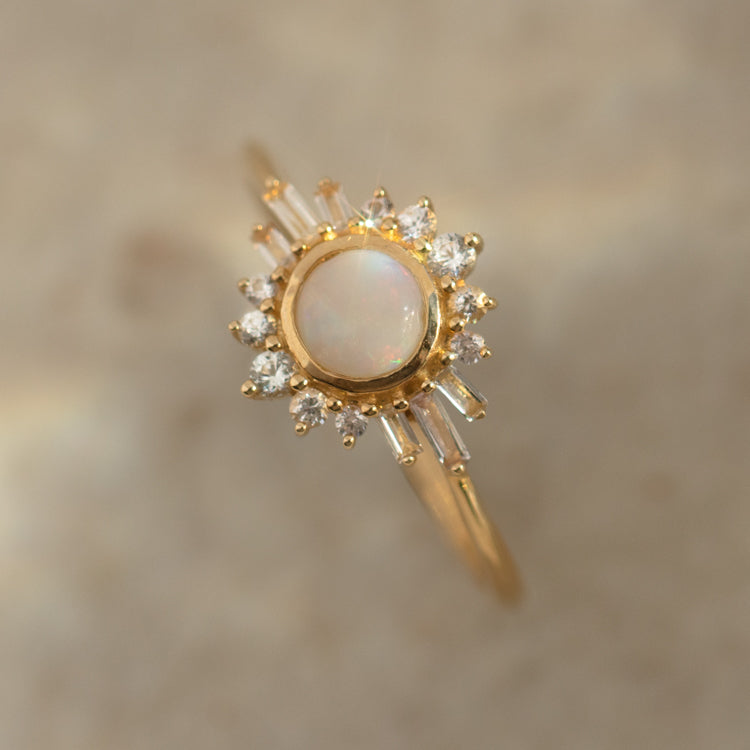 Solid Gold Ray of Hope Opal Ring