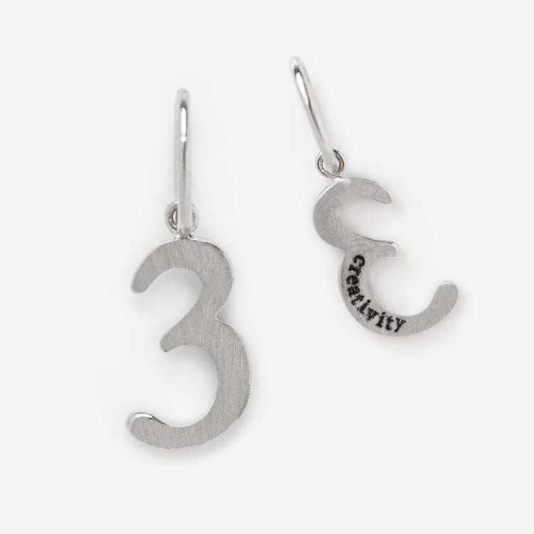 Solid Gold Number Charm in White Gold