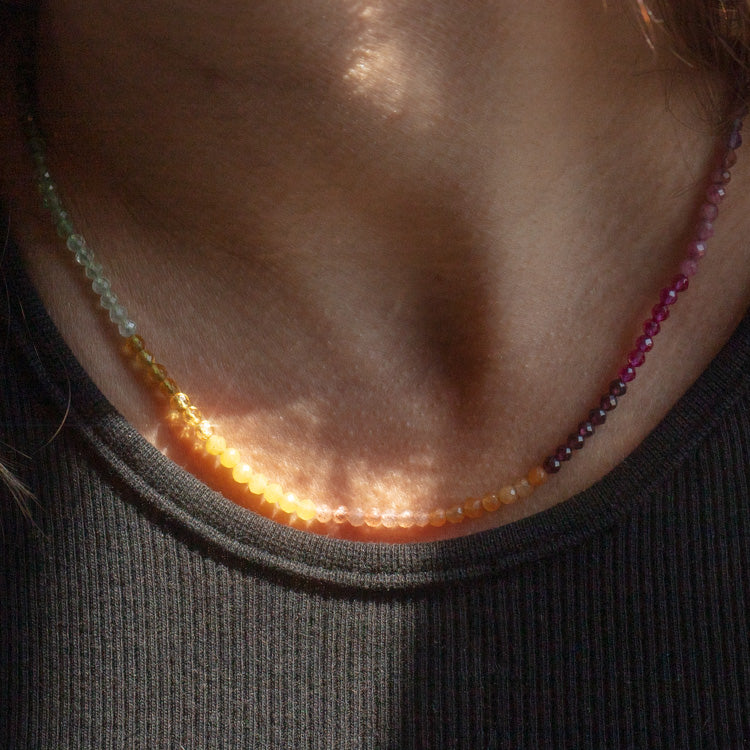 Live by the Sun Rainbow Crystal Beaded Necklace