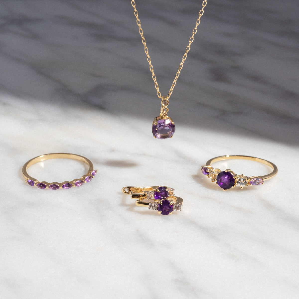 Solid Gold Delicate Amethyst Stacking Ring Local Eclectic