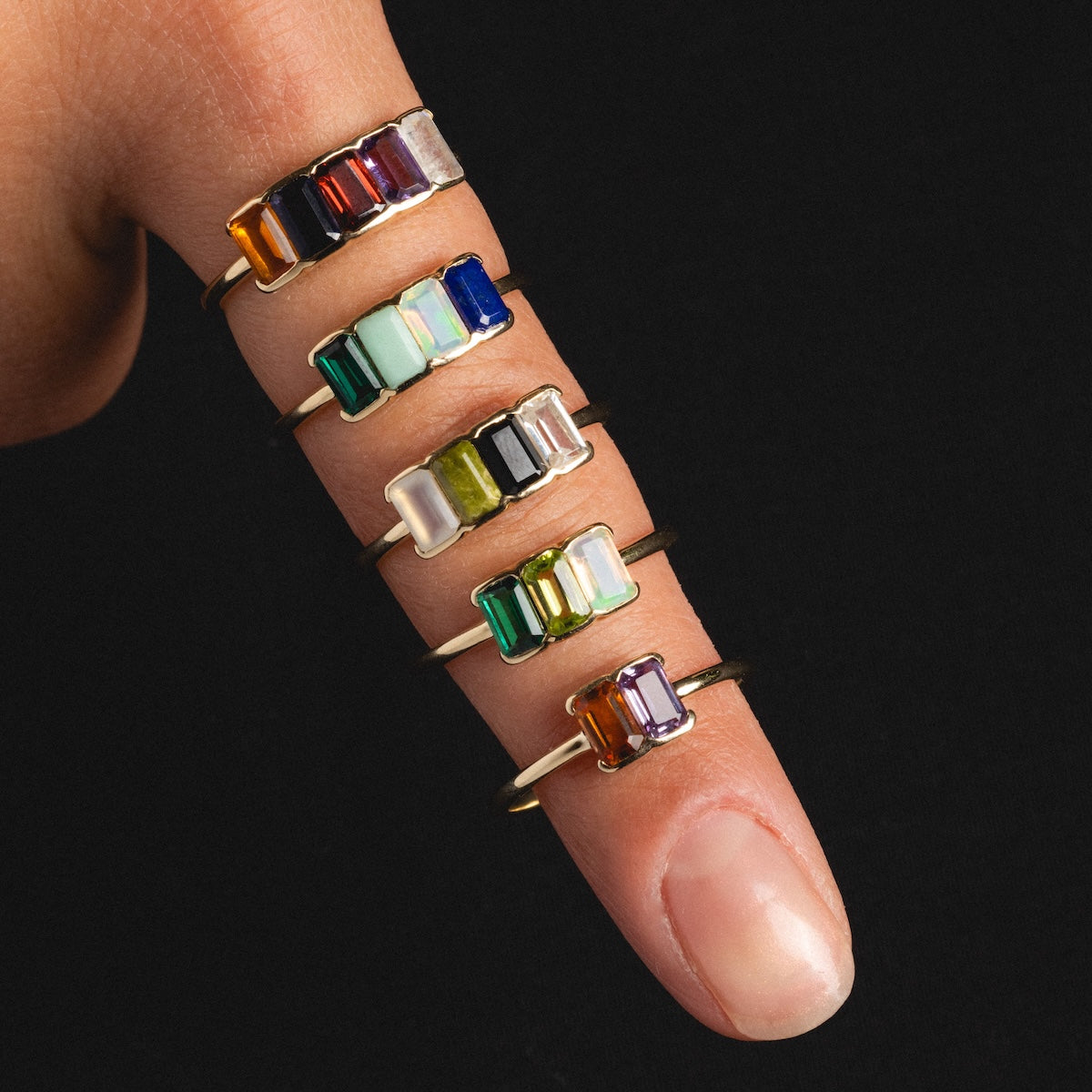 Customizable Acrostic Baguette Gemstone Ring1