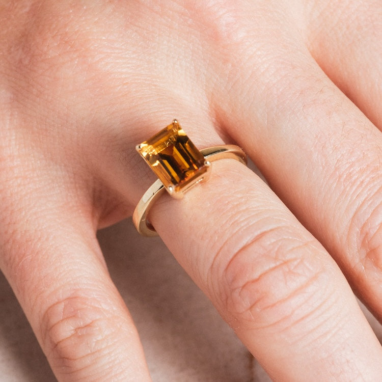 North South Citrine Ring