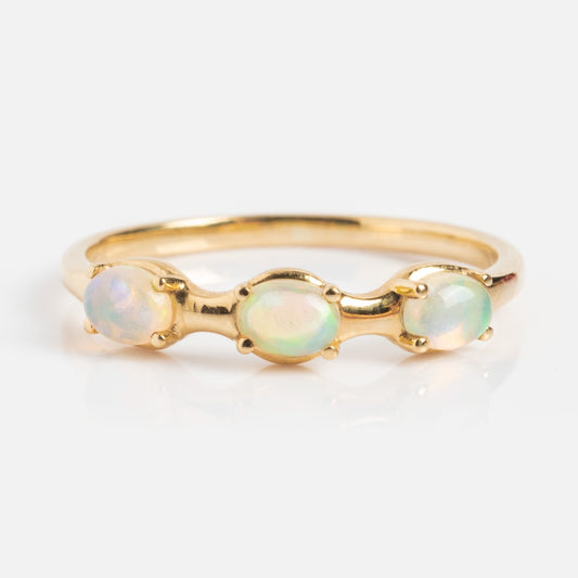 Solid Gold Bold Opal Trio Ring