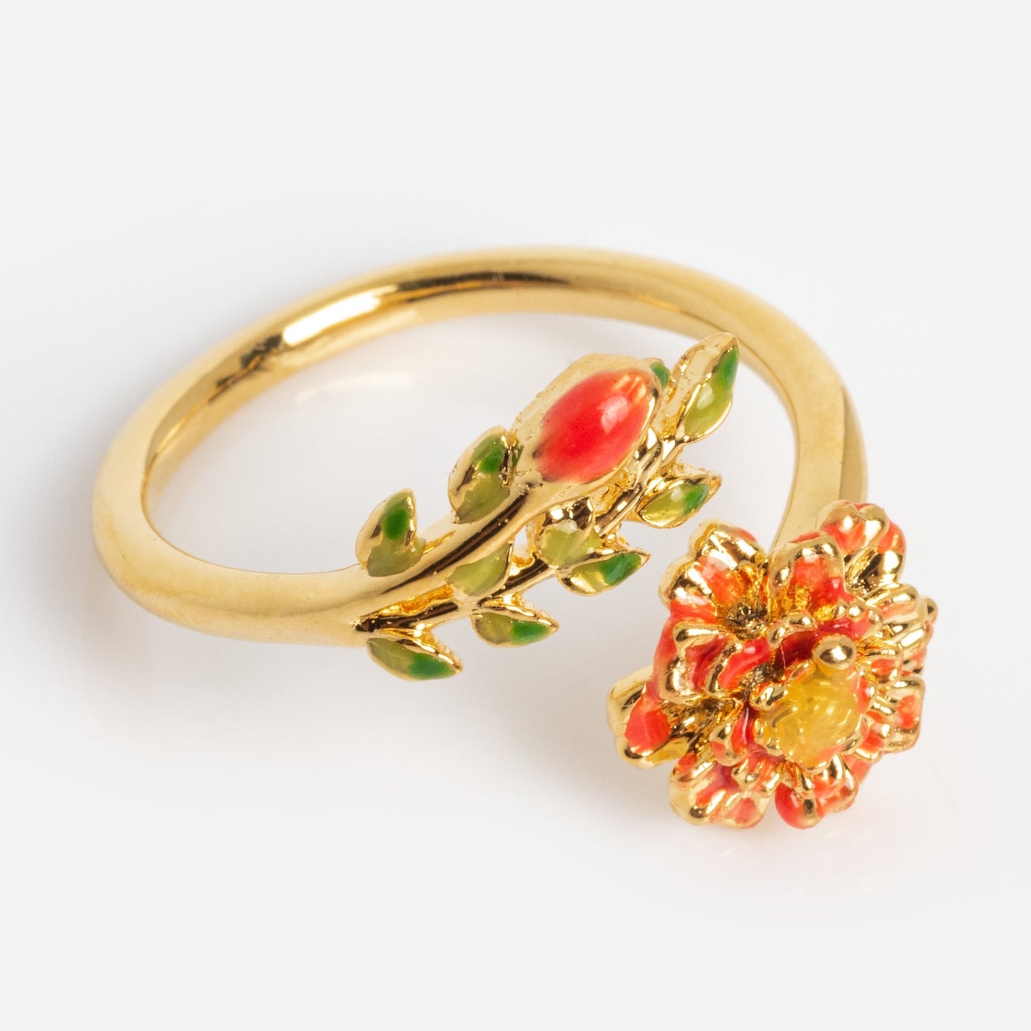 Blooming Color Adjustable Enamel Birth Flower Ring
