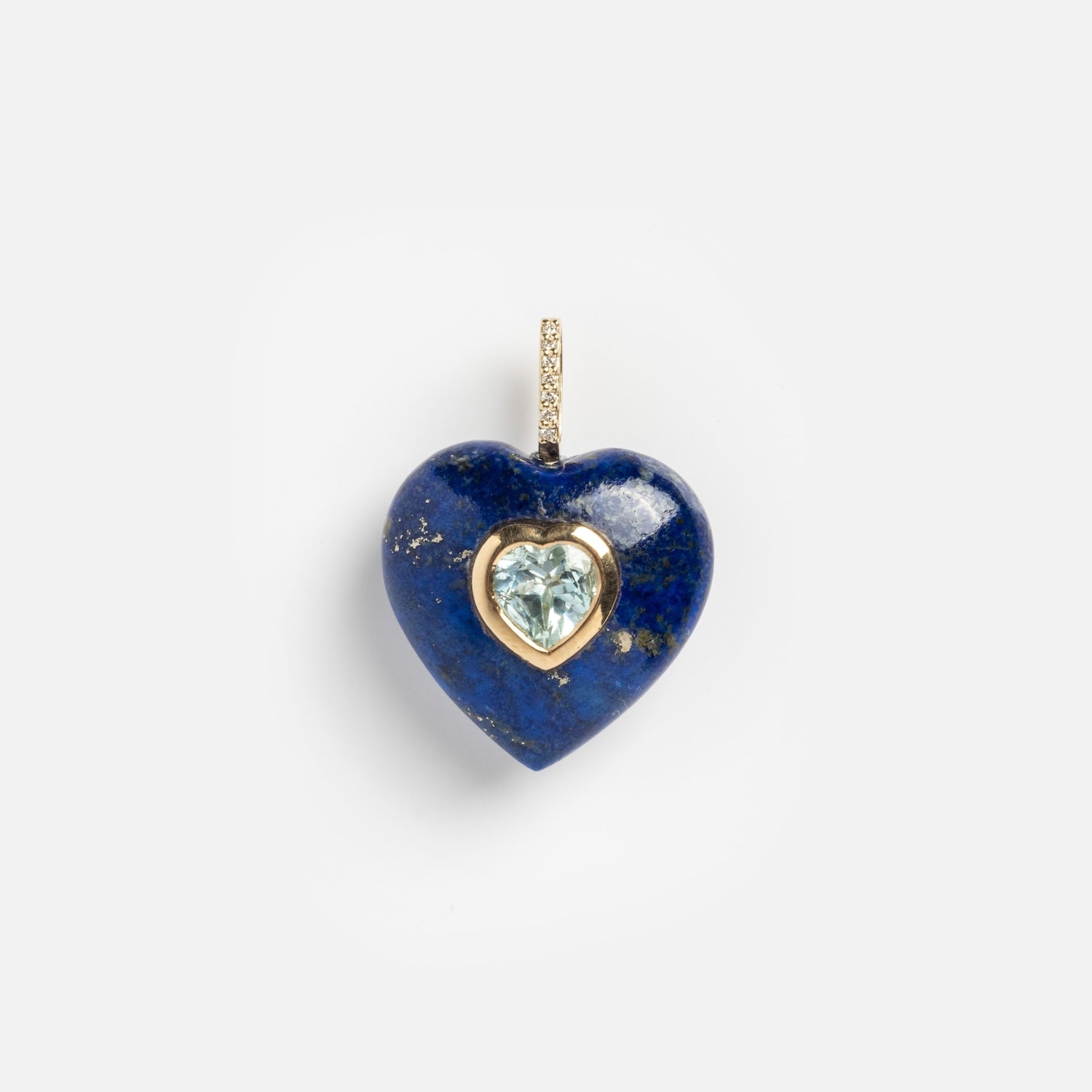 ラピスクラブ ハート ペンダントトップ Lapis Club Pendant 14k Lapis Lazuli and Blue Topaz Heart Pendant Charm | Local