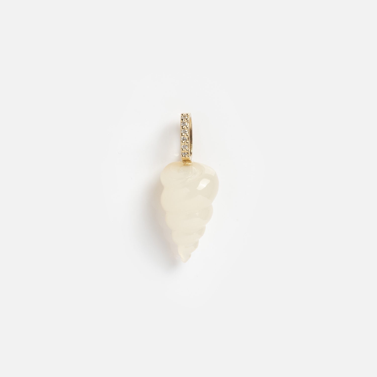 14k White Onyx and Diamond Spiral Shell Charm | Local Eclectic