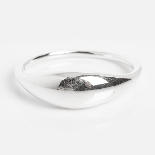 The Silver Engravable Dome Ring Sample Size 7 features a minimalist, polished silver finish with a smooth, curved design, shown against a white background.