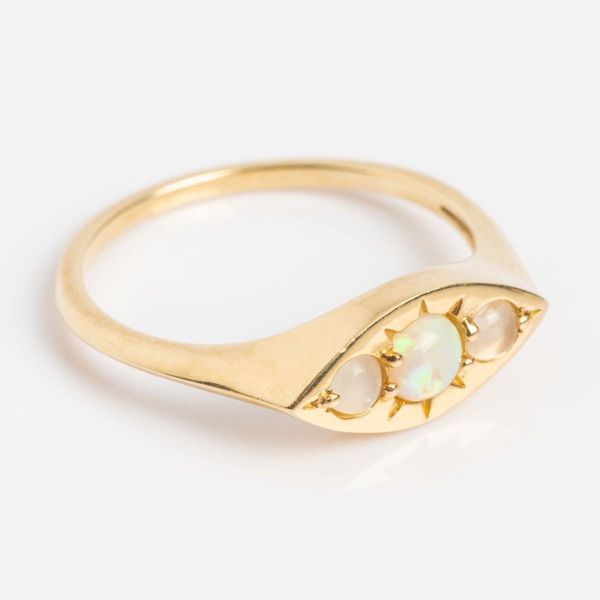 Solid Gold Opal Evil Eye Signet Ring