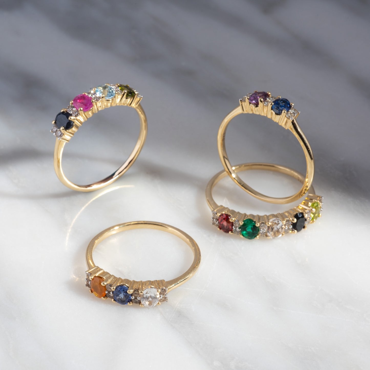 Customizable Acrostic Oval Gemstone Ring