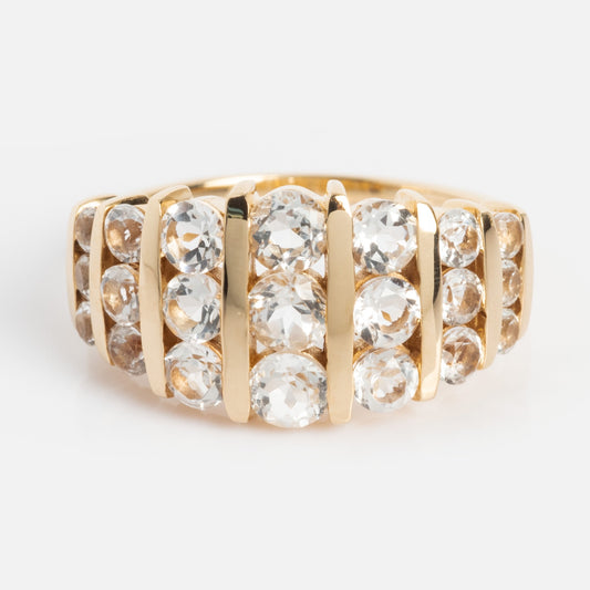 14k Regal White Topaz Statement Ring