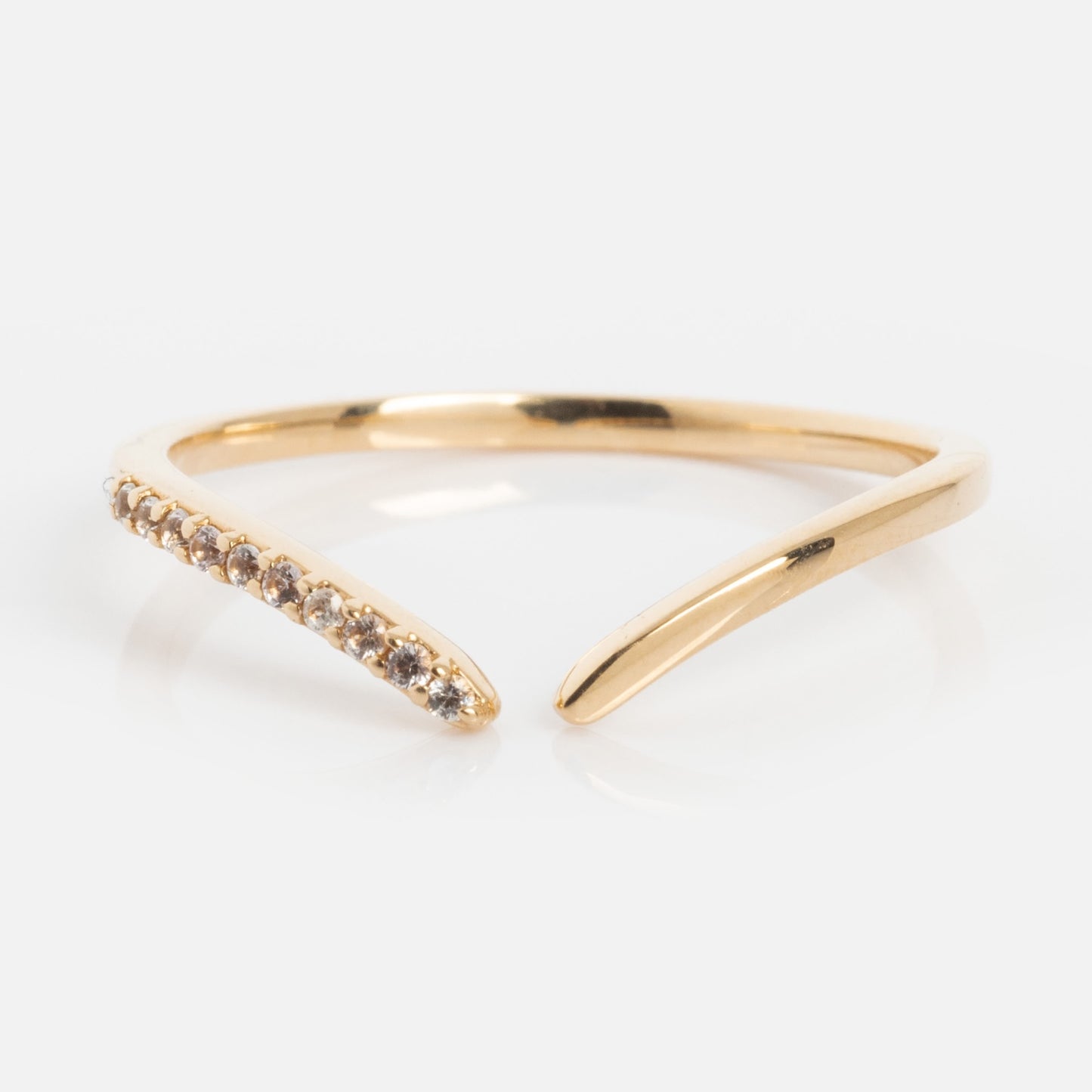 14k White Sapphire Open Front Nesting Ring