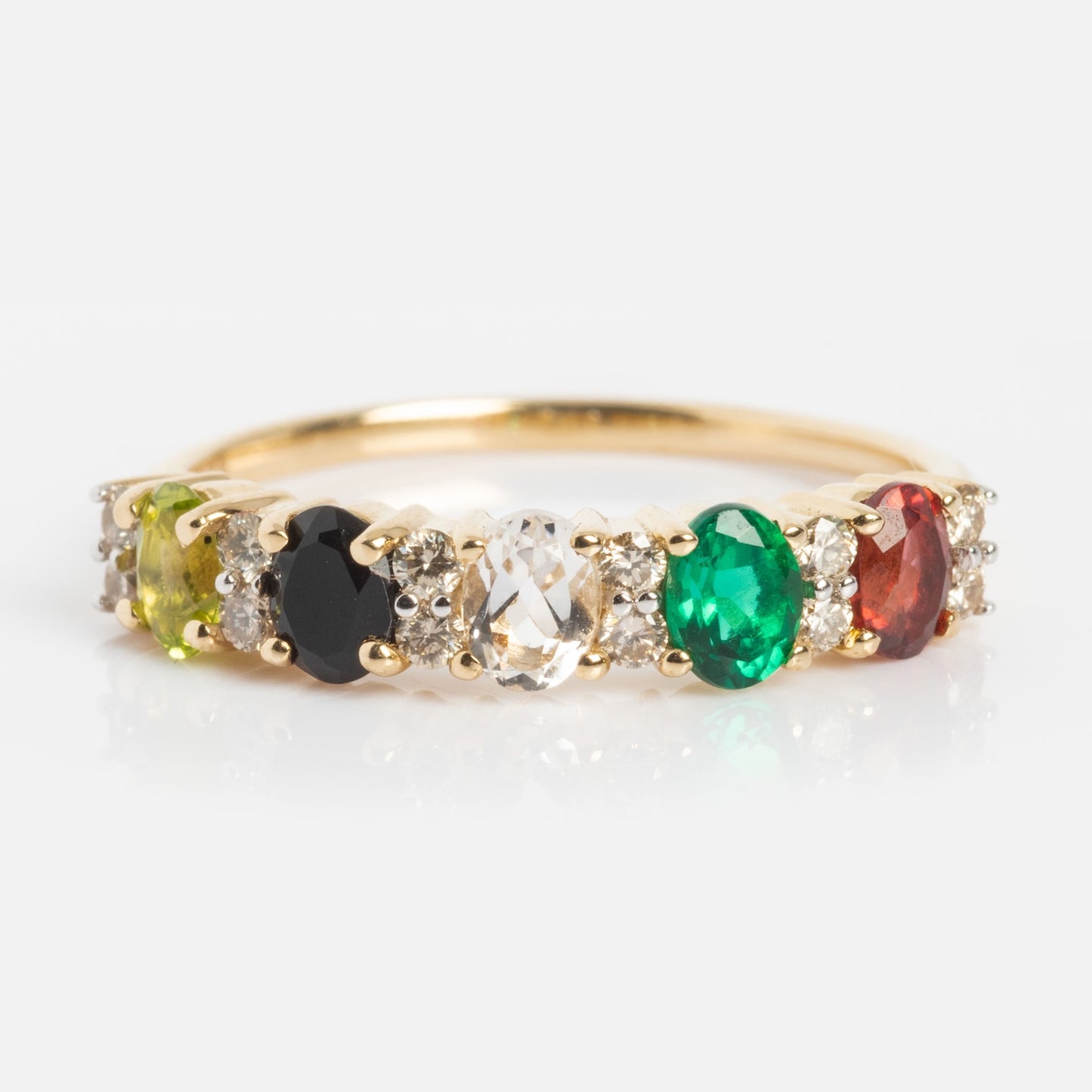 Customizable Acrostic Oval Gemstone Ring