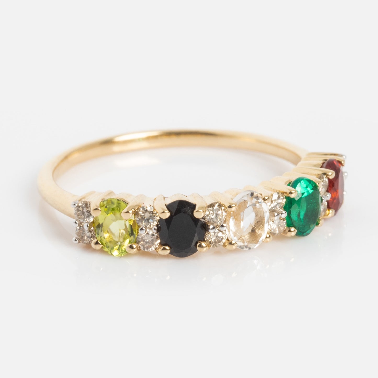 Customizable Acrostic Oval Gemstone Ring