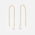 Solid Gold Angel Aura Quartz Threader Earrings for Positivity