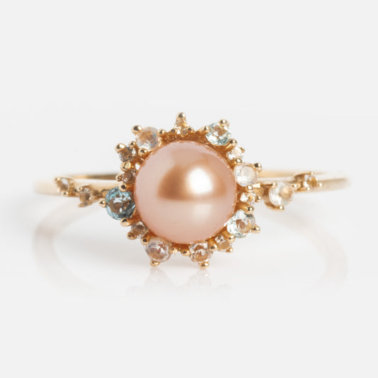 14k Pastel Pink Pearl Statement Ring