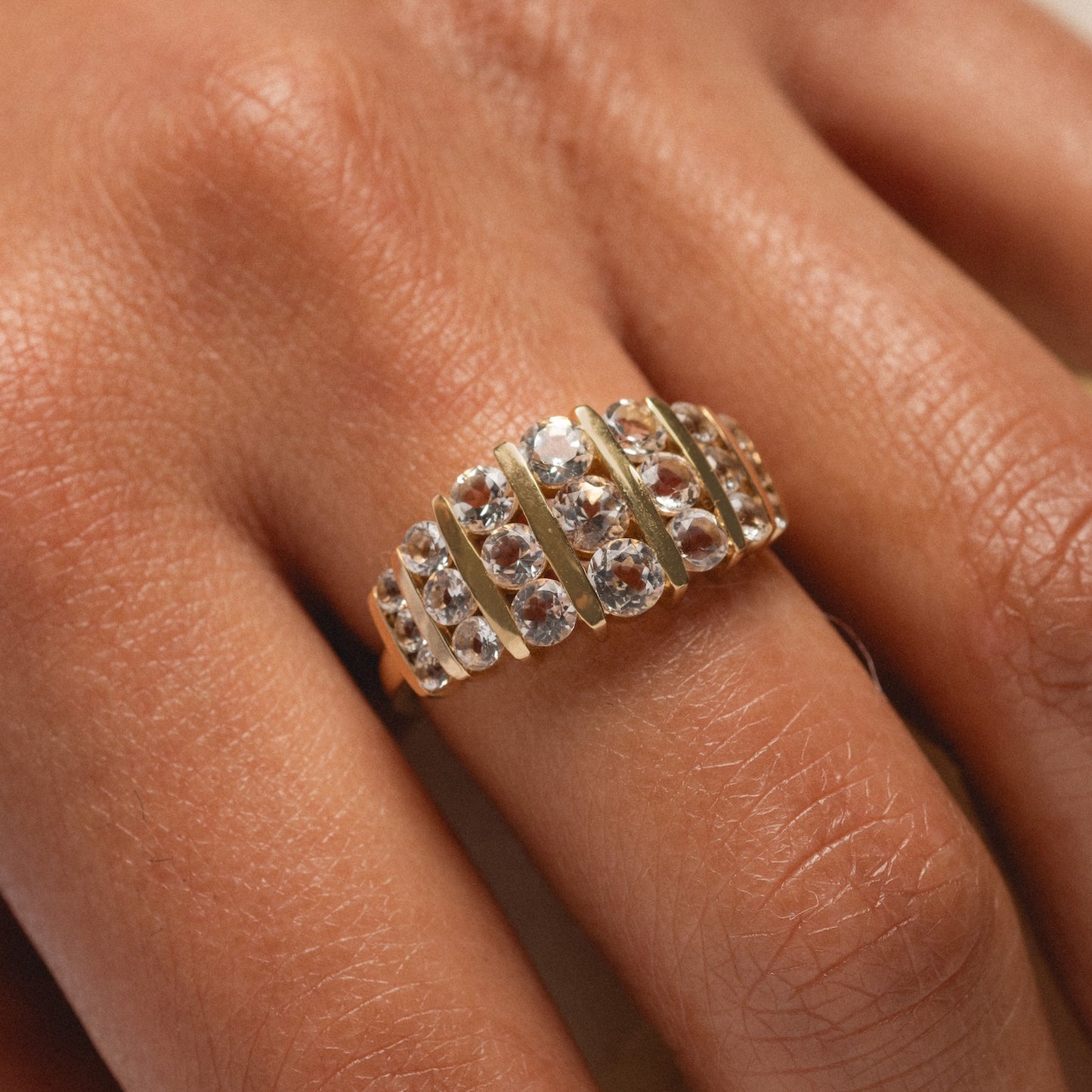14k Regal White Topaz Statement Ring