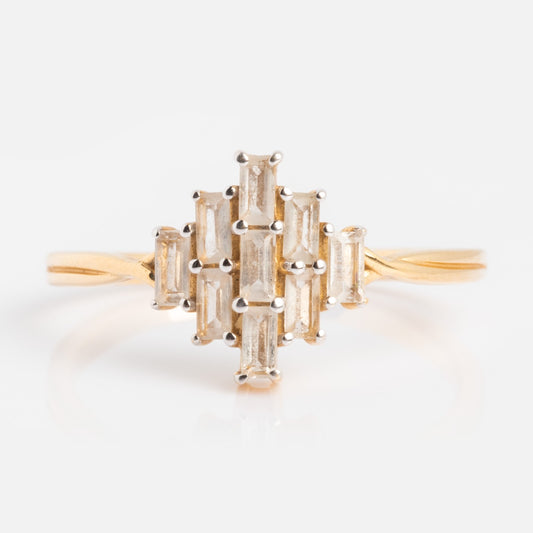 Solid Gold Vintage Inspired Baguette Shield Ring