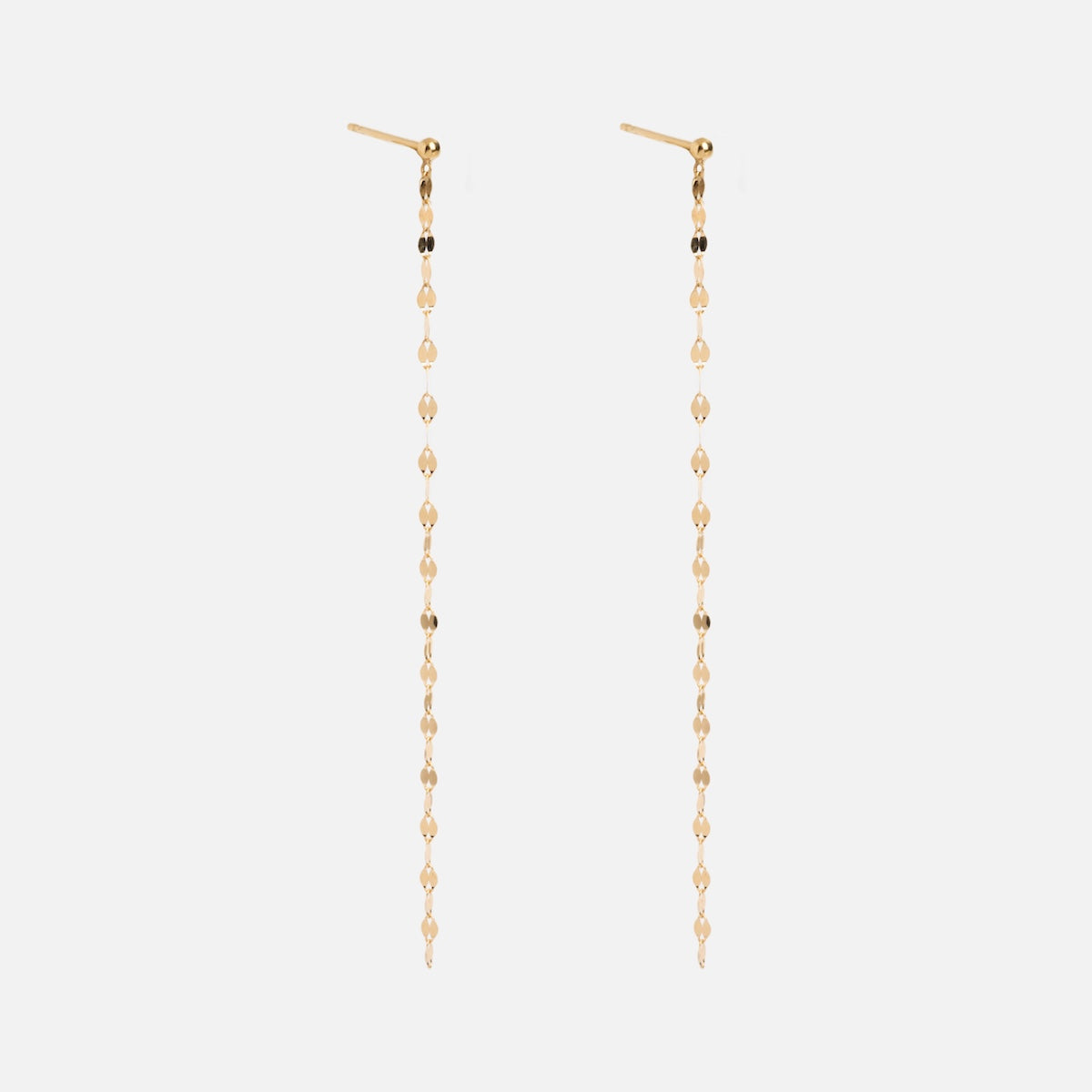 Solid Gold Sparkle Link Chain Drop Earrings