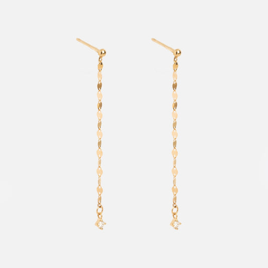Solid Gold Sparkle Link Chain Convertible Diamond Drop Earrings