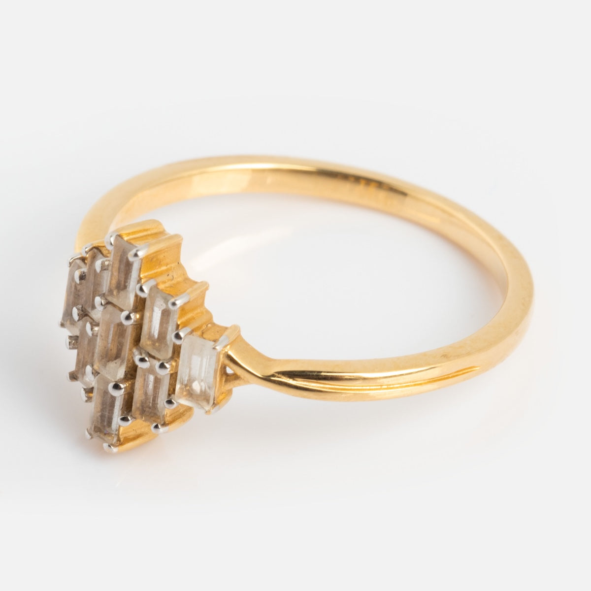 Solid Gold Vintage Inspired Baguette Shield Ring