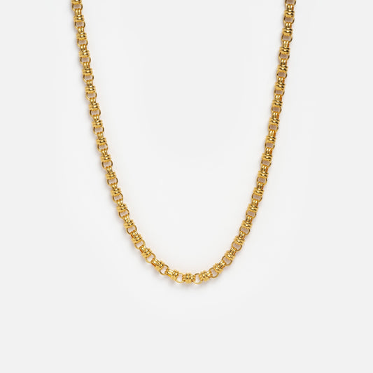 The Lover's Link Rolo Chain Necklace, featuring a stylish rolo link design, is displayed against a plain white background.