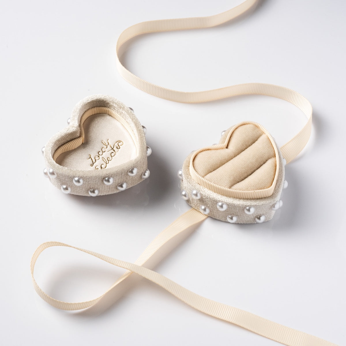 Heart Shaped Velvet Pearl Ring Box Local Eclectic – local eclectic