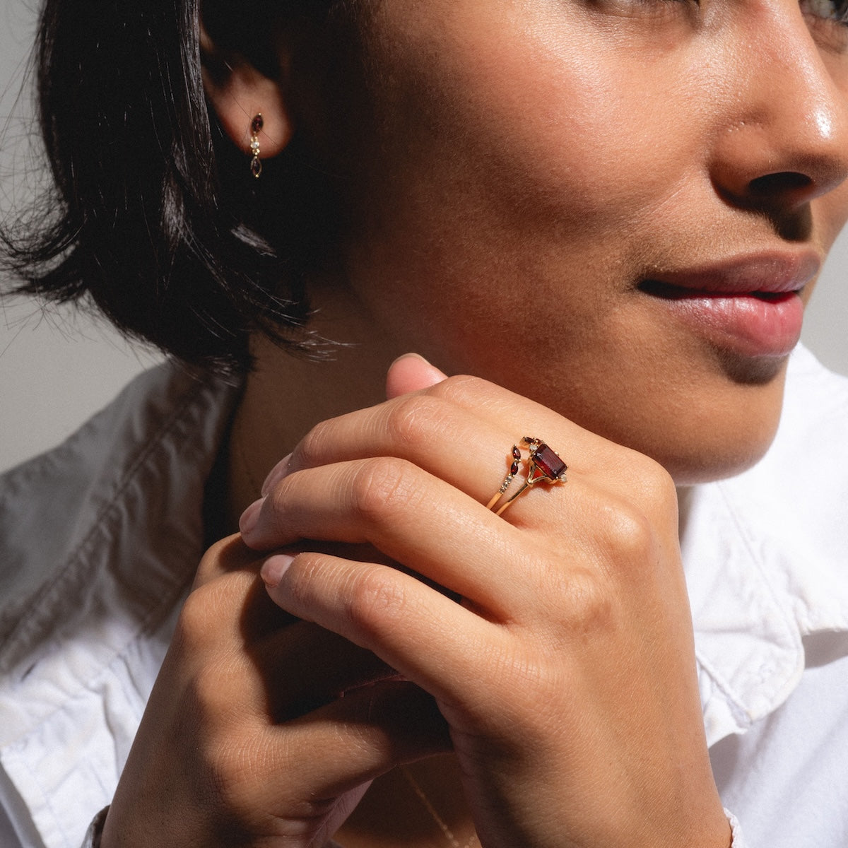 Solid Gold 2025 January Capsule Garnet Statement Set with Free Gift