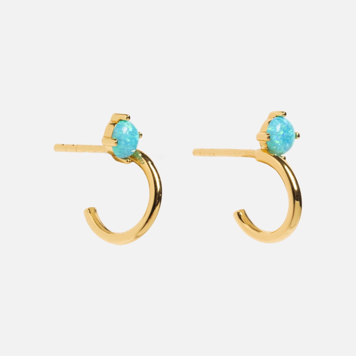 Blue Opal Illusion Stud Huggies