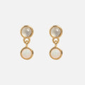 Solid Gold Morning Mist Moonstone and Opal Drop Studs