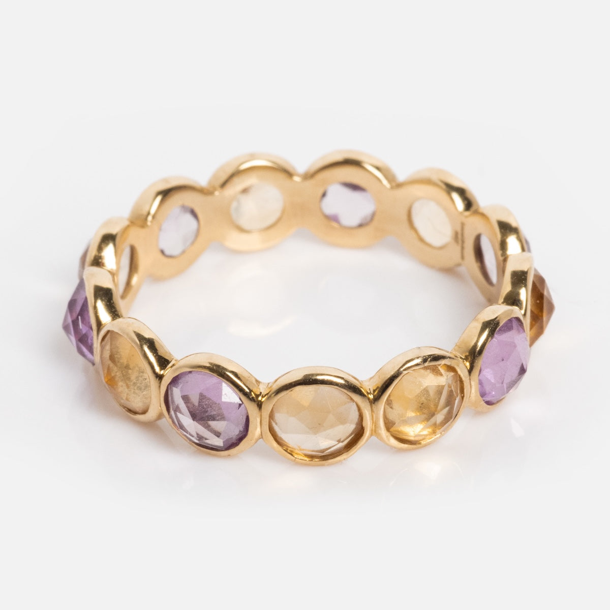 Solid Gold Sunrise Citrine and Alexandrite Band
