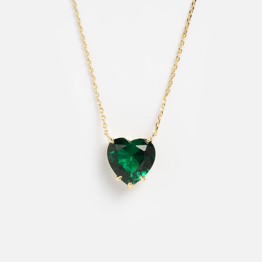 The Allison Emerald Heart Pendant Necklace