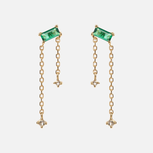 Solid Gold 2025 May Capsule Delicate Emerald Chain Earrings