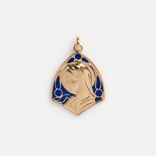 14k Vintage Revival Mother Mary Enamel Charm