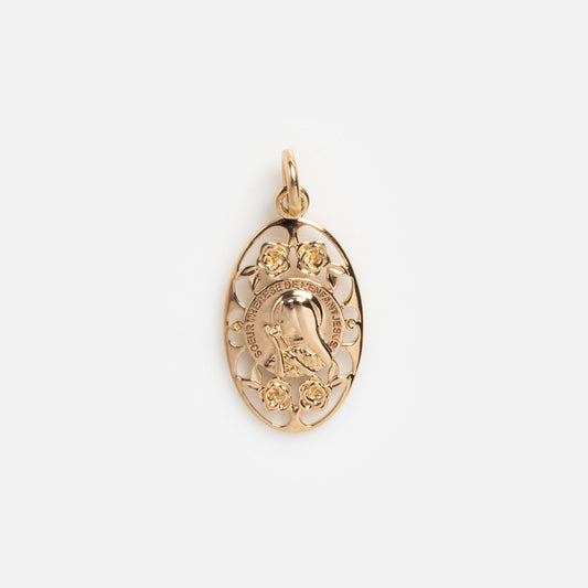 14k Vintage Revival Mother Teresa Oval Charm