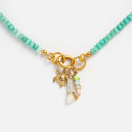 Beaded Gemstone Charm Holder Necklace