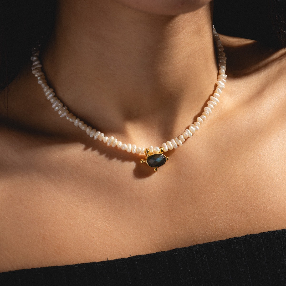 Sorel Pearl and Labradorite Beaded Necklace
