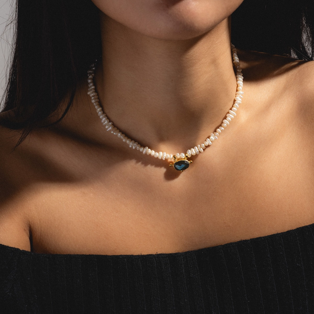 Sorel Pearl and Labradorite Beaded Necklace