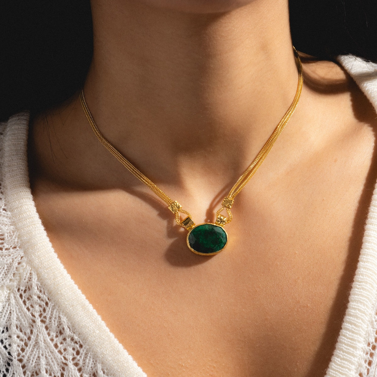 Daphne Emerald Chain Necklace