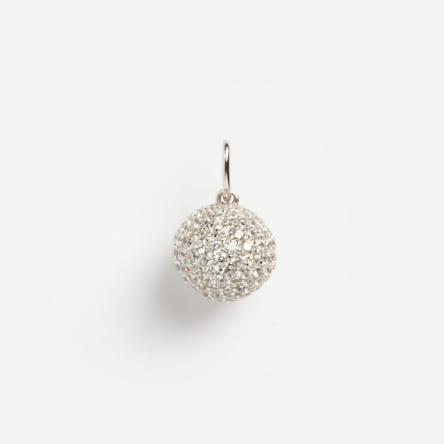 The Limited Edition PRIDE Month Charms feature a spherical silver pendant adorned with sparkling crystals and attached to a simple metal loop, shown on a plain white background.