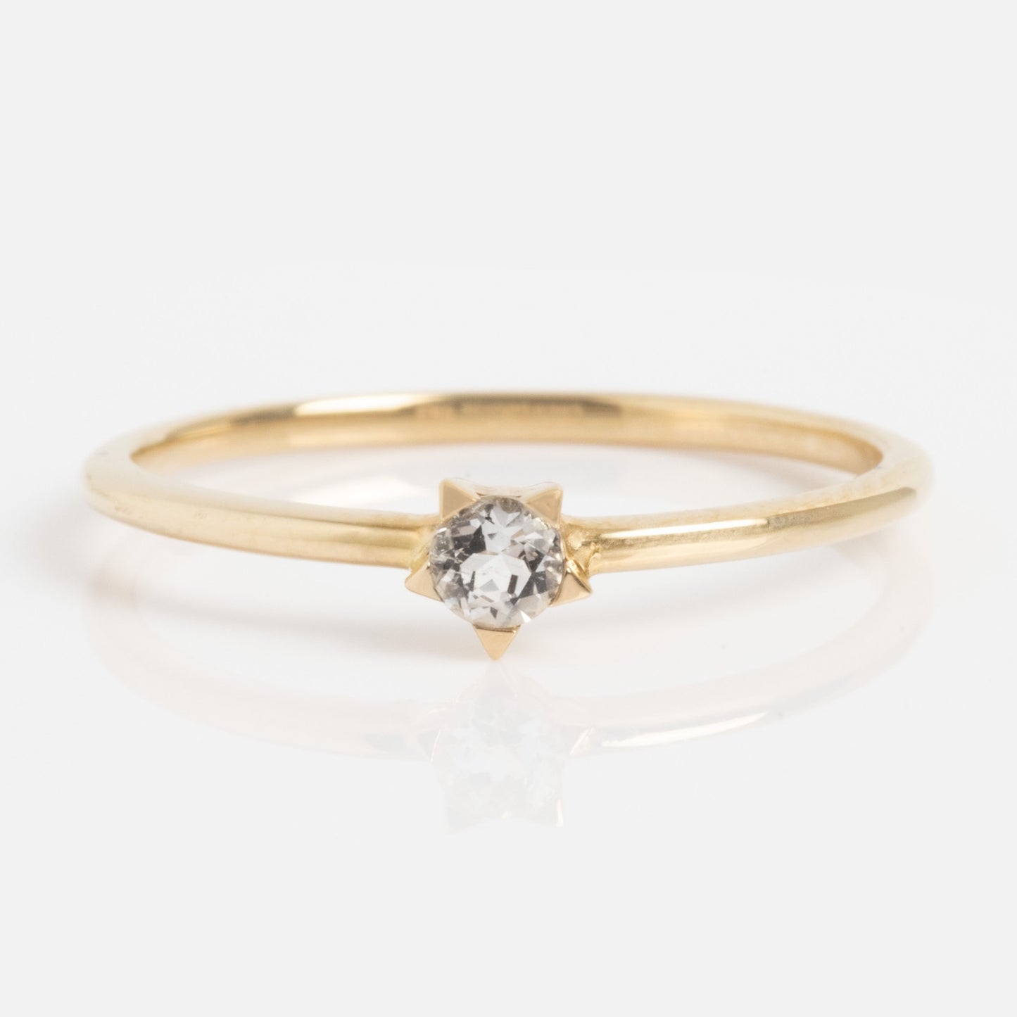Solid Gold White Topaz Dainty Starlight Ring