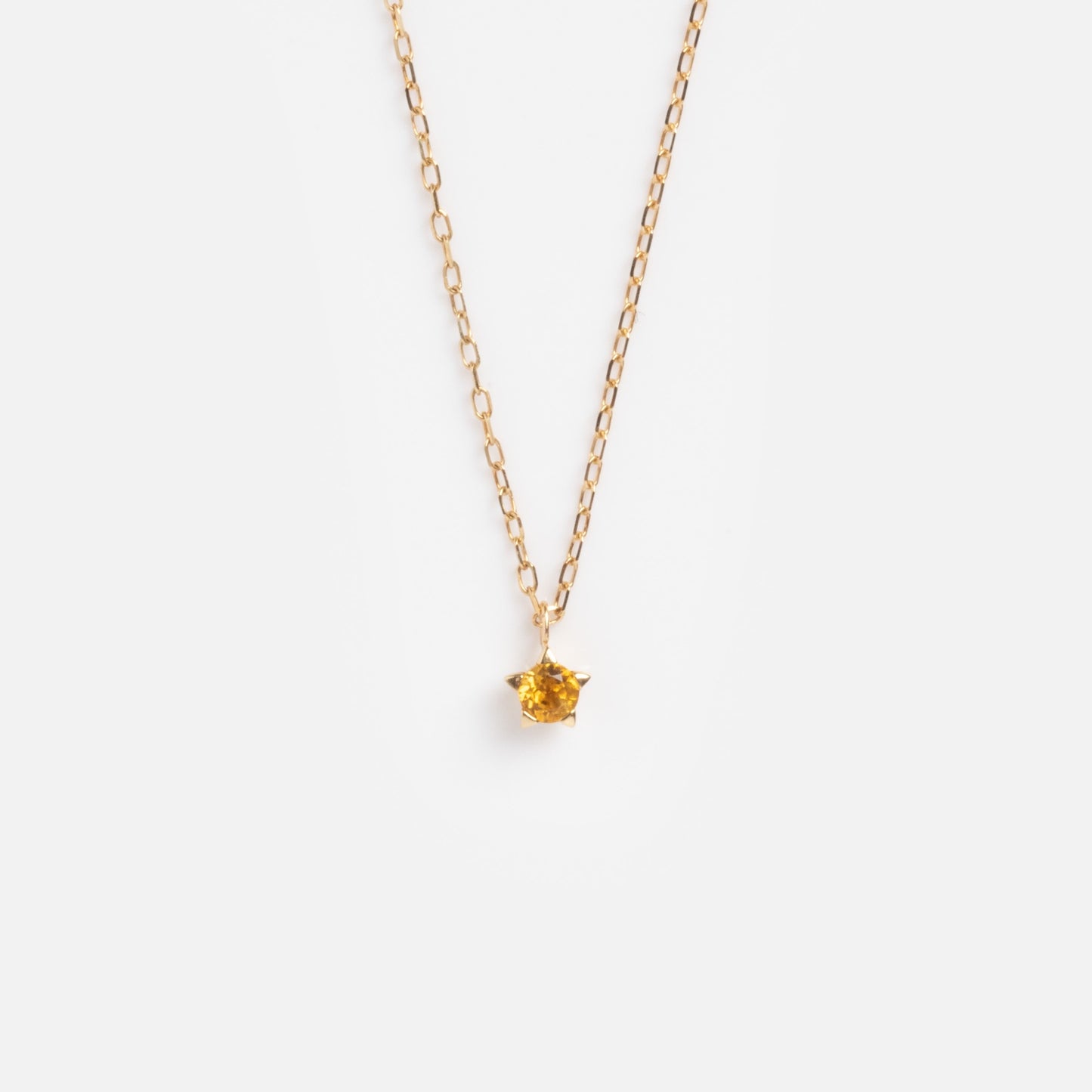 Solid Gold Citrine Dainty Starlight Necklace