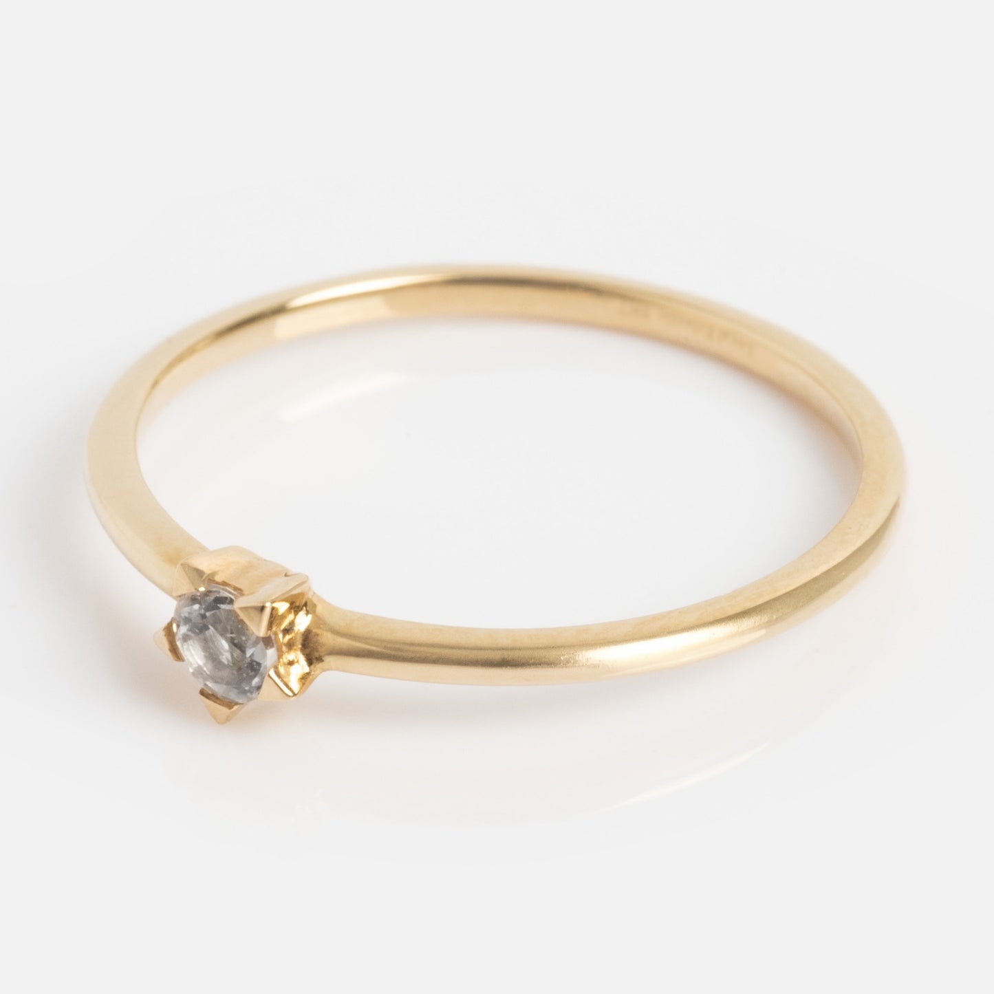 Solid Gold White Topaz Dainty Starlight Ring