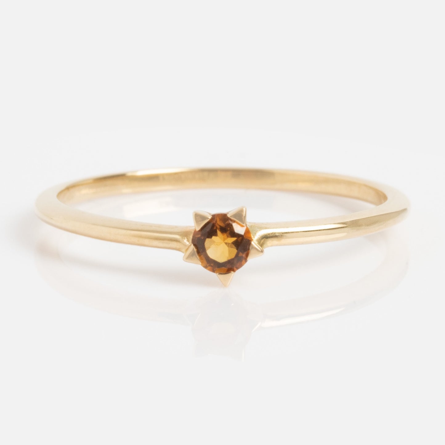 Solid Gold Citrine Dainty Starlight Ring