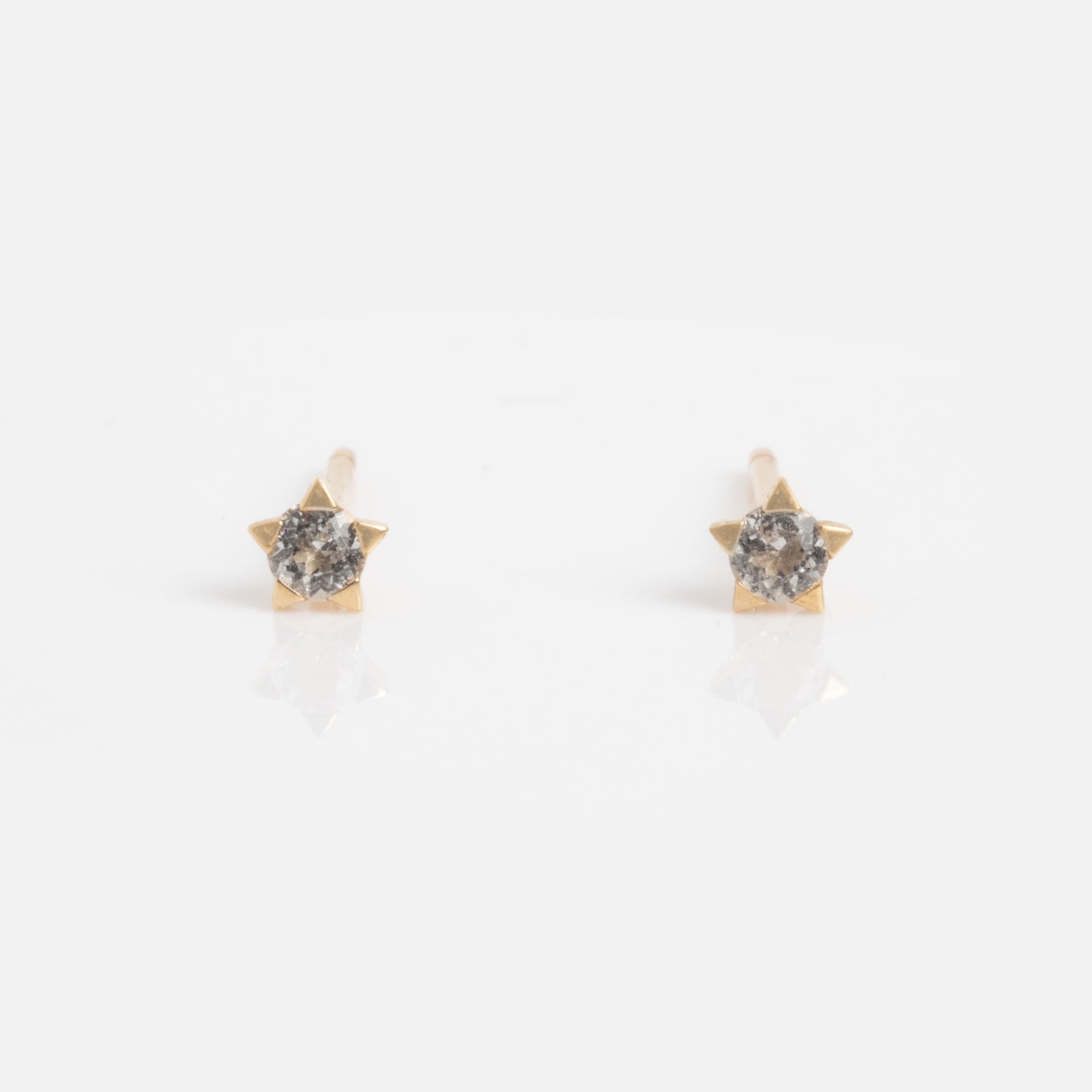 Solid Gold White Topaz Dainty Starlight Stud Earrings