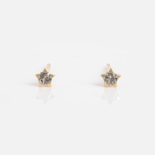 Solid Gold Dainty Starlight Stud Earrings