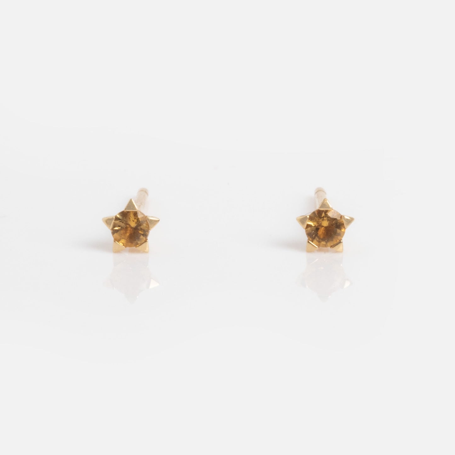 Solid Gold Citrine Dainty Starlight Stud Earrings