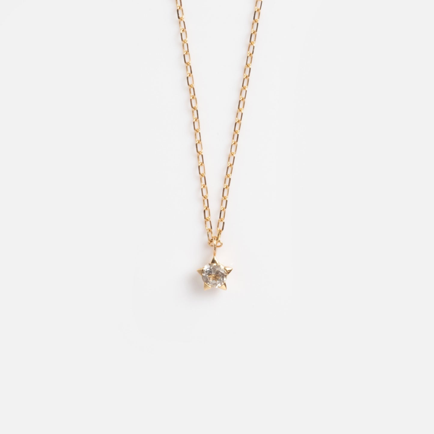 Solid Gold White Topaz Dainty Starlight Necklace