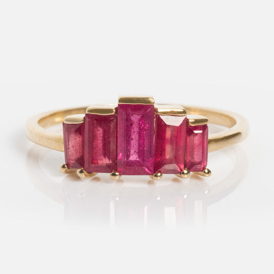 Solid Gold 2025 July Capsule Art Deco Ruby Statement Ring