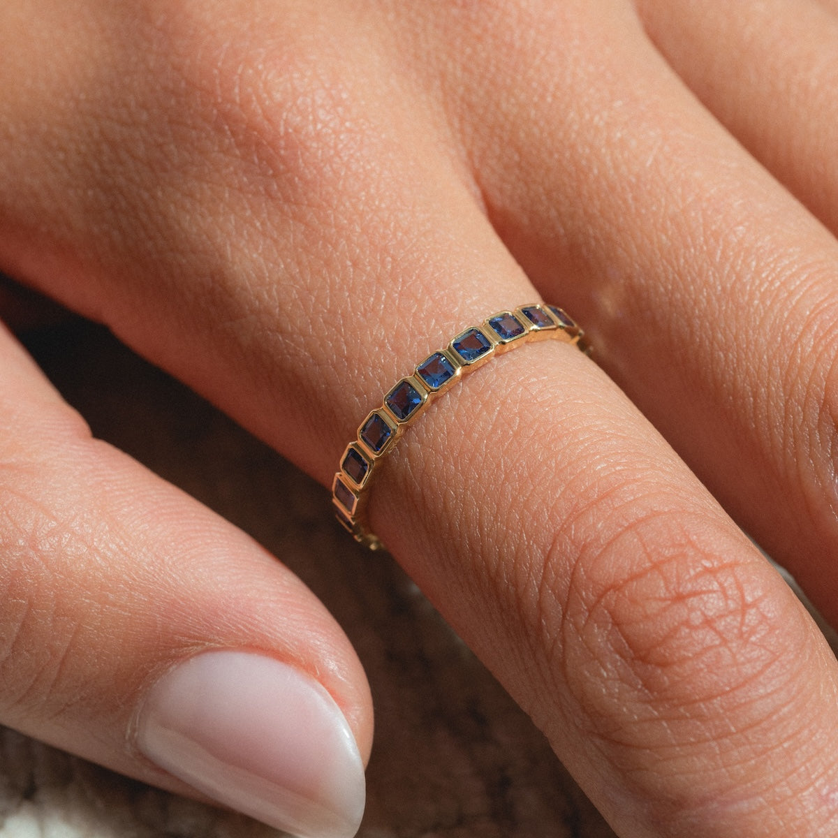 Solid Gold Gemstone Eternity Stacking Ring