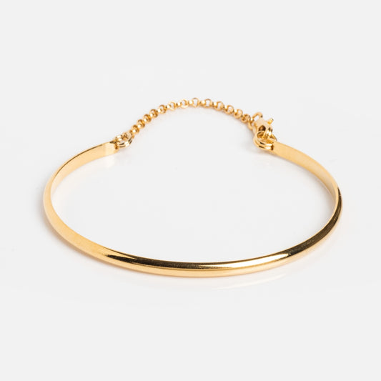 The Bar Chain Bracelet Cuff features a simple gold vermeil design with a delicate adjustable chain and clasp, shown on a plain white background.